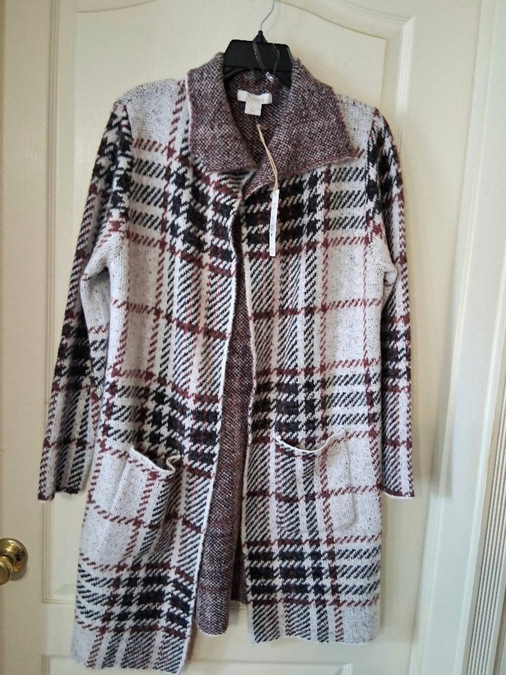 NATURAL REFLECTIONS PLAID DUSTER CARDIGAN (Size Medium) *NWT